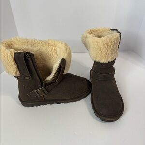 PAWZ Brown Ankle Boots with Cream Fur